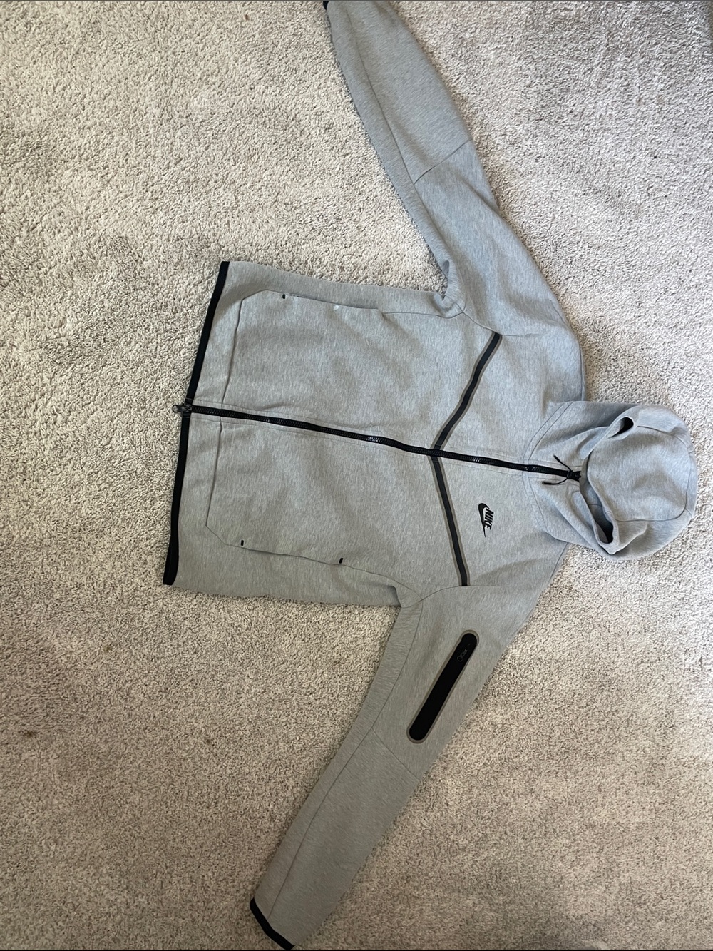 Nike-Tech Light Gray Full-Zip Hoodie Jacket - Picture 1 of 5
